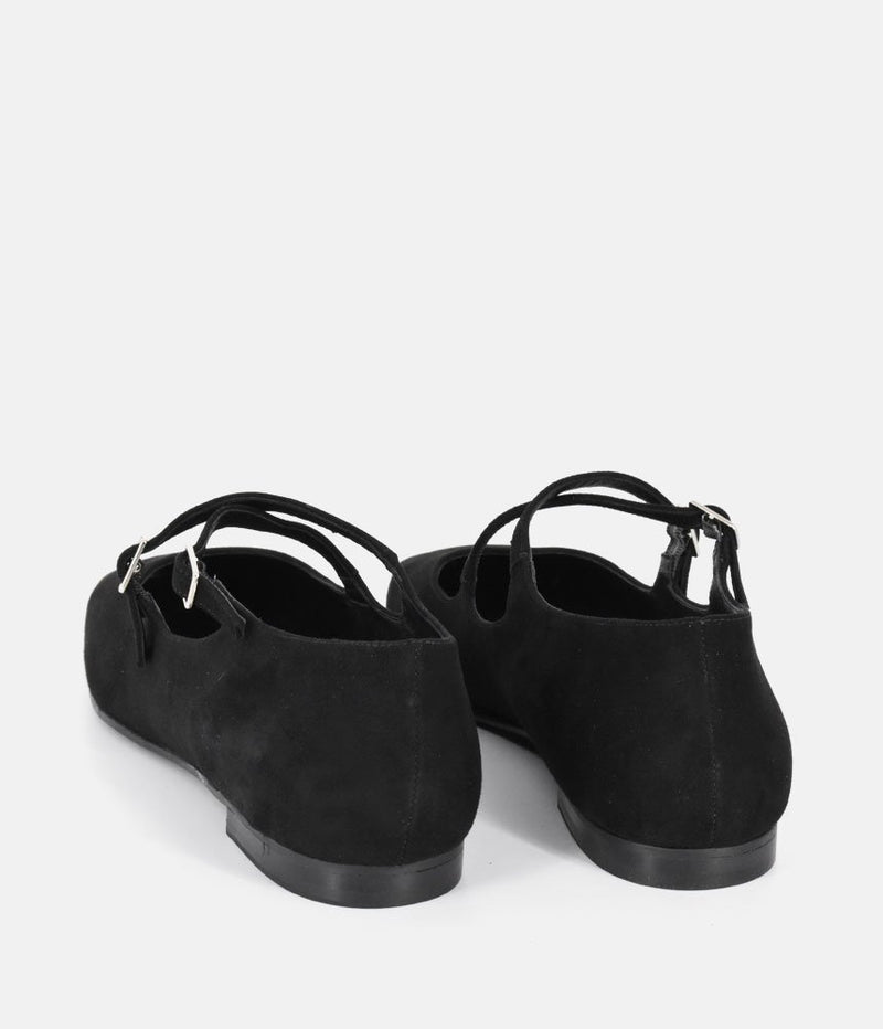 Dansi Versatile Black Suede Strappy Flats