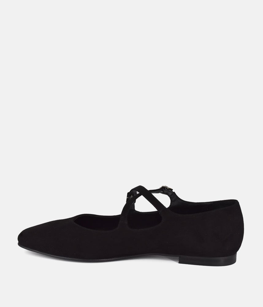 Dansi Versatile Black Suede Strappy Flats