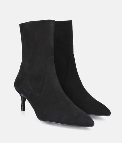 Dansi Fashionable Black Suede Stiletto Heel Ankle Boots