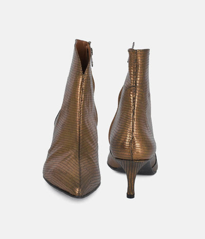 Dansi Fashionable Metallic Bronze Stiletto Heel Ankle Boots