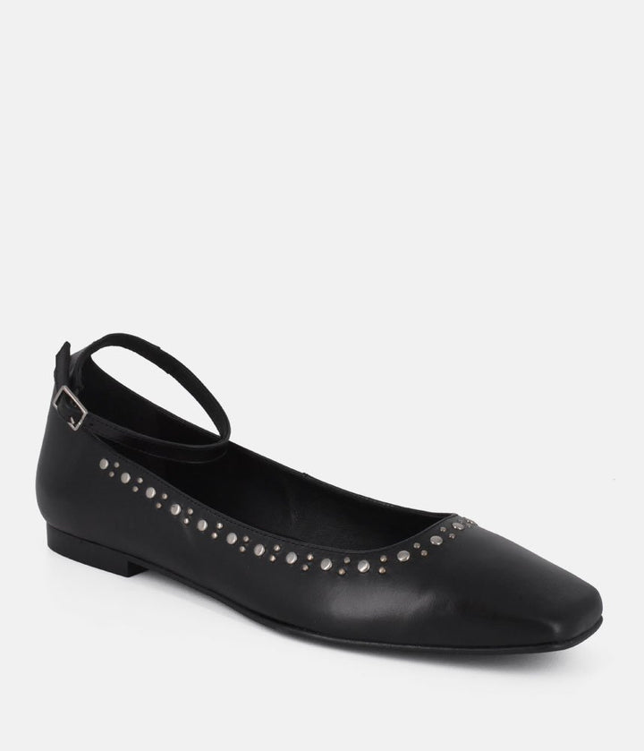 Dansi Fab Studded Ankle Strap Flats