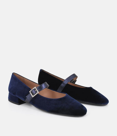 Dansi Plush Royal Blue Mary Jane Flats