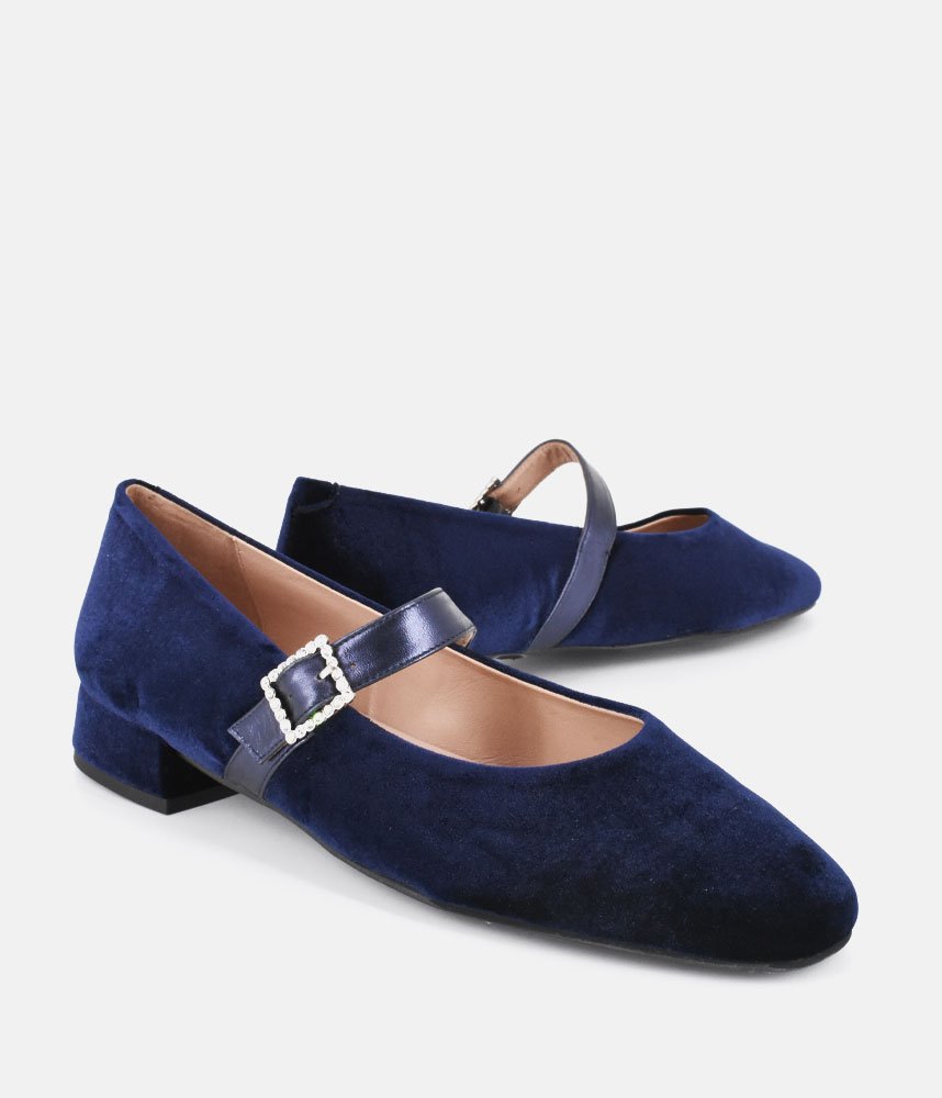 Dansi Plush Royal Blue Mary Jane Flats