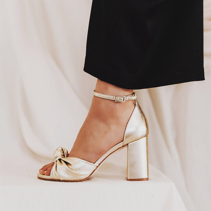 The Esther Heeled Sandal Champagne