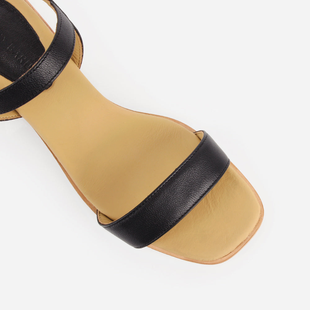 The Social Heeled Sandal Black Micro Pebble