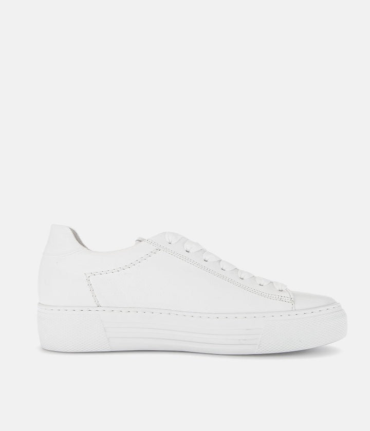 Gabor Trendy White Suede Platform Trainers