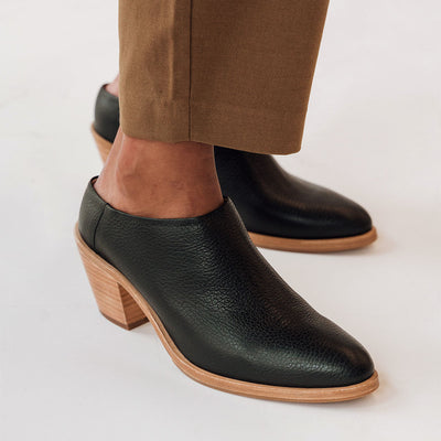 The Heeled Mule Black Pebble