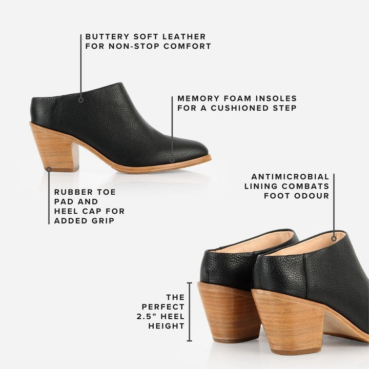 The Heeled Mule Black Pebble