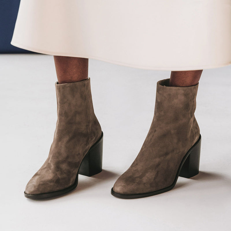 The High Street Ankle Boot Ash Brown Suede