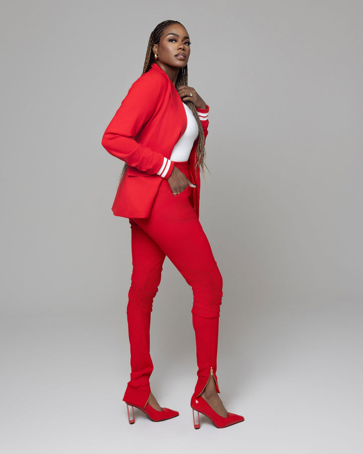 Red Tall Suit Jogger Pants