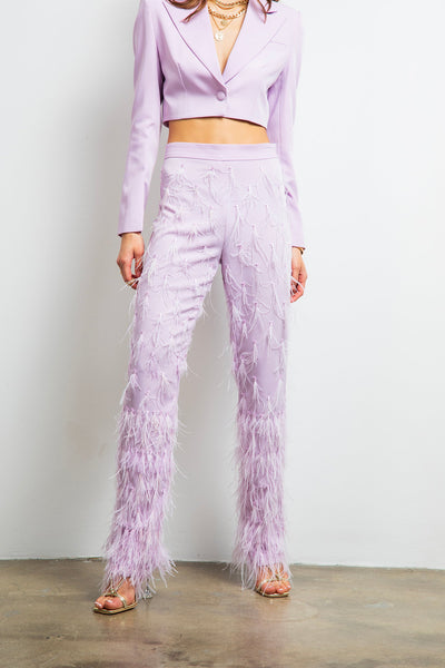 Wild Love Feather Pant in Lilac