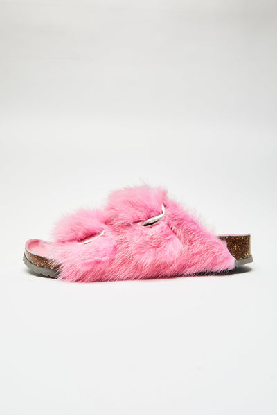 Starstruck Fur Slides in Pink