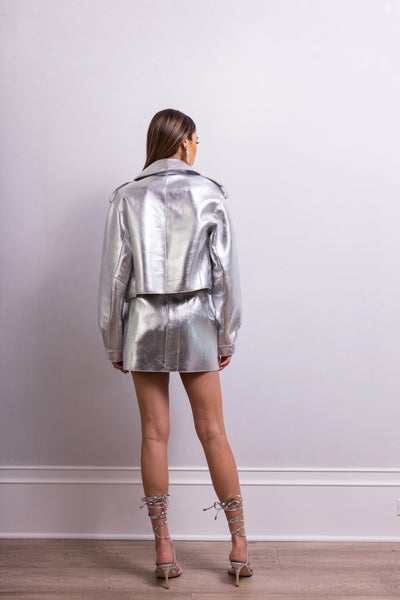 First Love Leather Jacket in Silver