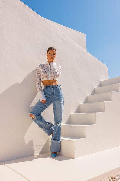 Shirt of my Dreams Button Down Cropped Shirt in White