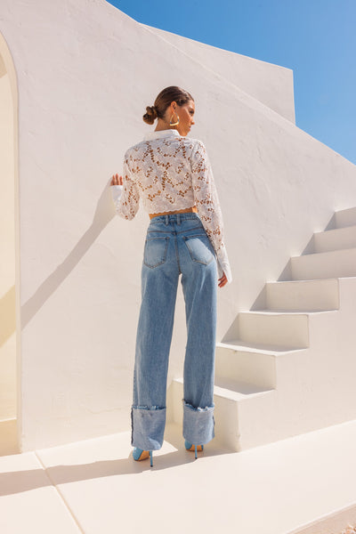 Shirt of my Dreams Button Down Cropped Shirt in White