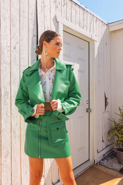 First Love Leather Jacket in Green