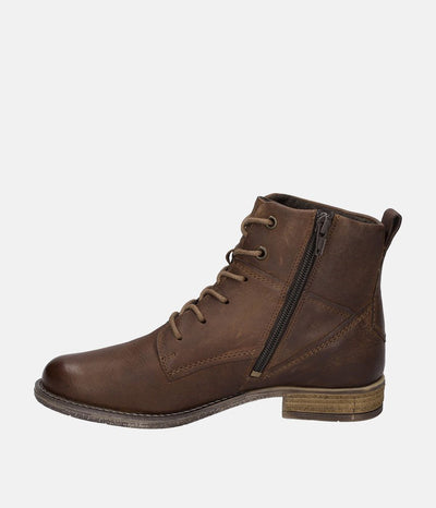 Josef Seibel Smart Brown Leather Ankle Boots