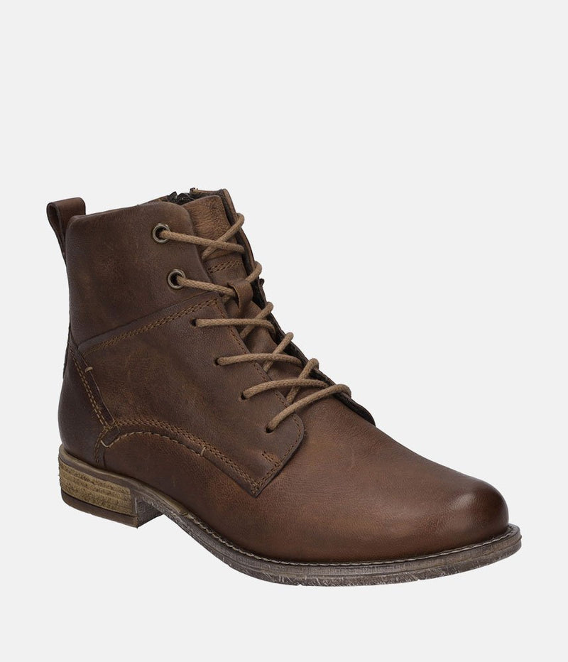 Josef Seibel Smart Brown Leather Ankle Boots