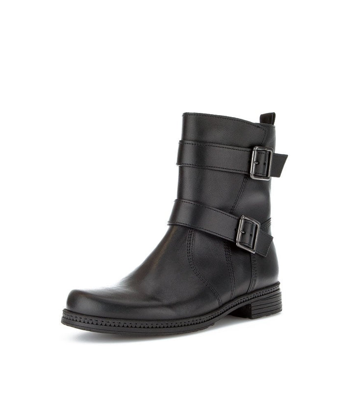 Gabor Classic Black Buckle Ankle Boots