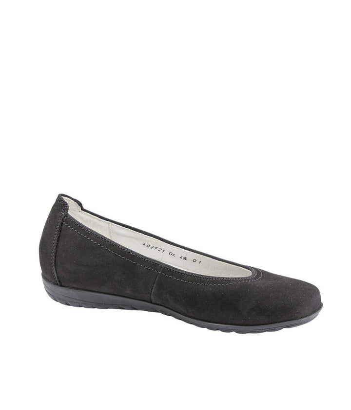 Stylish Black Suede Wide Fit Ballerinas