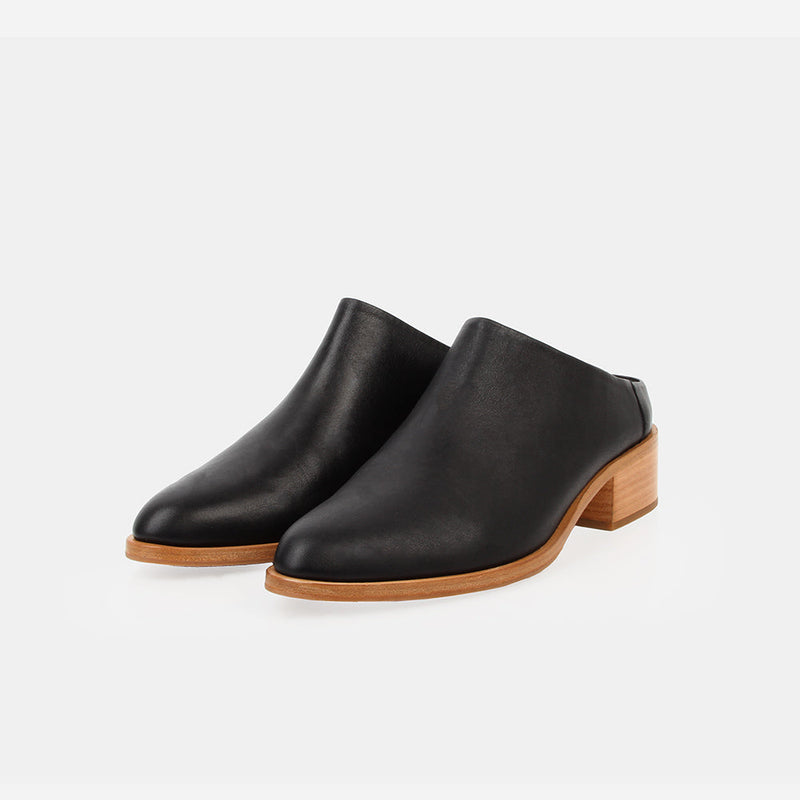 The Low Down Heeled Mule Black