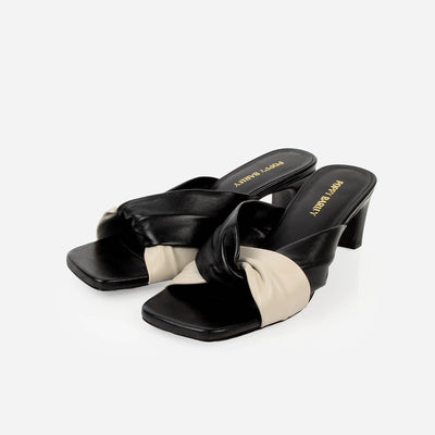 The Margot Heeled Sandal Black and White