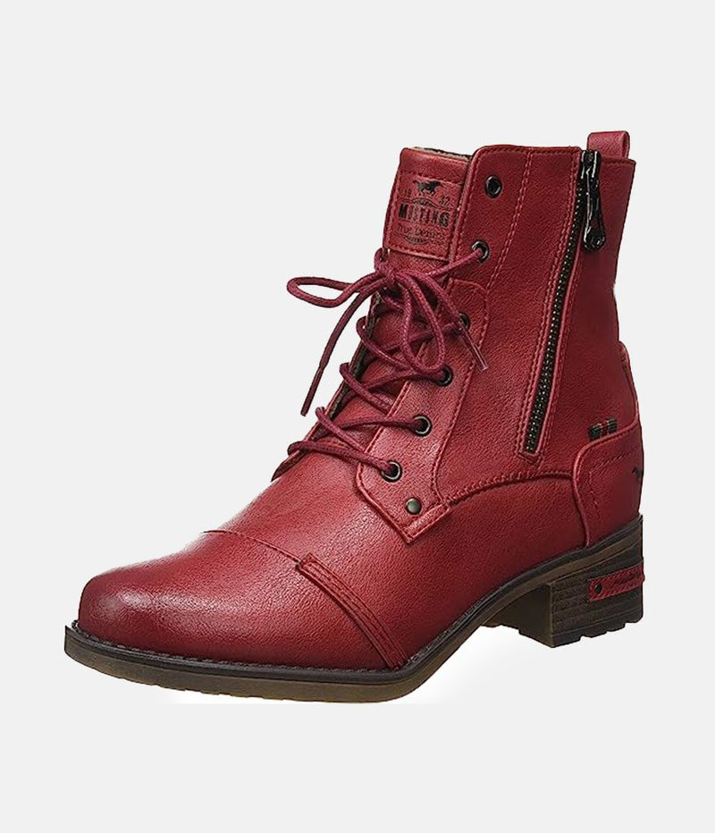 Mustang Classic Red Lace Up Ankle Boots