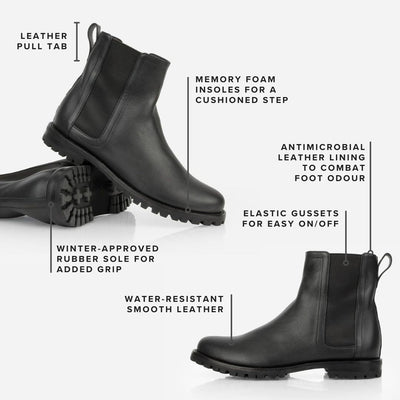 The On Tread Chelsea Boot Black Water Resistant