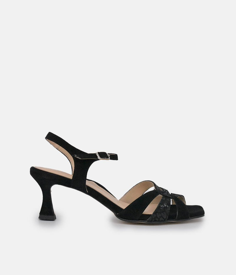 PieSanto Glamourous Black Suede Strappy Sandals