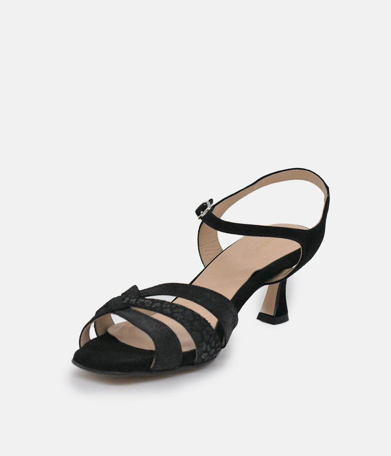 PieSanto Glamourous Black Suede Strappy Sandals