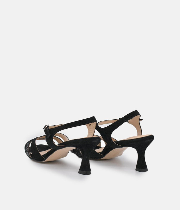 PieSanto Glamourous Black Suede Strappy Sandals