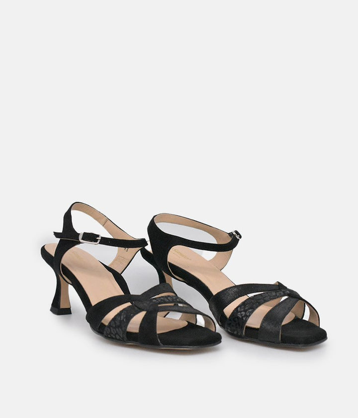 PieSanto Glamourous Black Suede Strappy Sandals