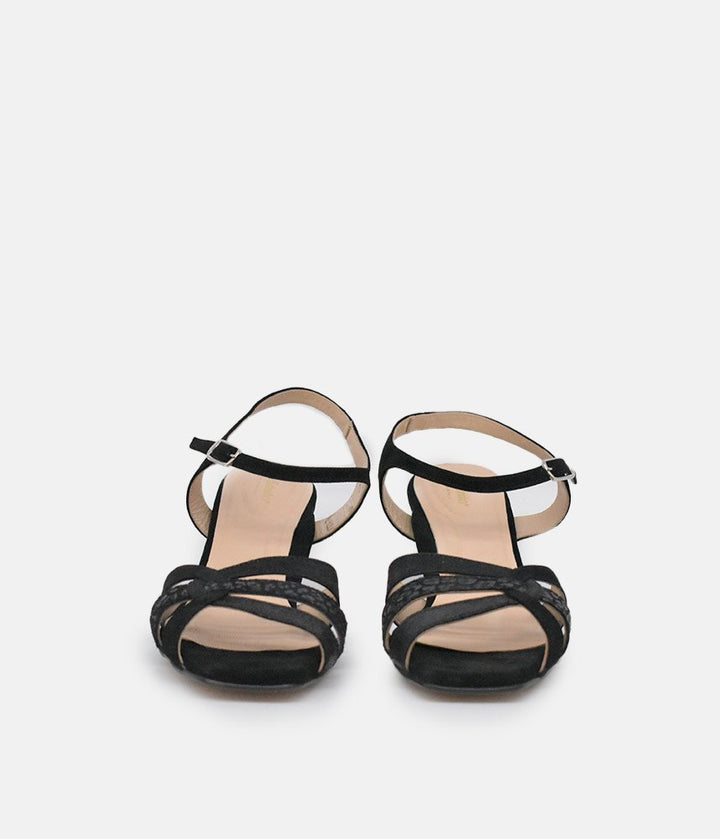 PieSanto Glamourous Black Suede Strappy Sandals