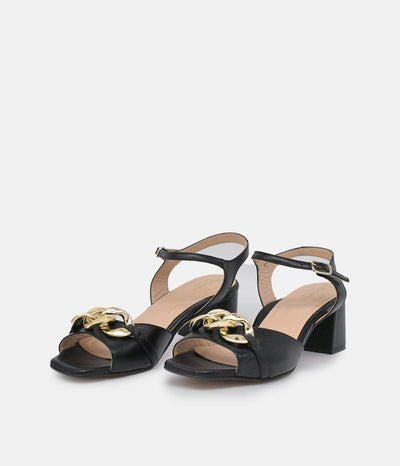 PieSanto Dressy Black Block Heel Sandals