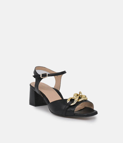 PieSanto Dressy Black Block Heel Sandals