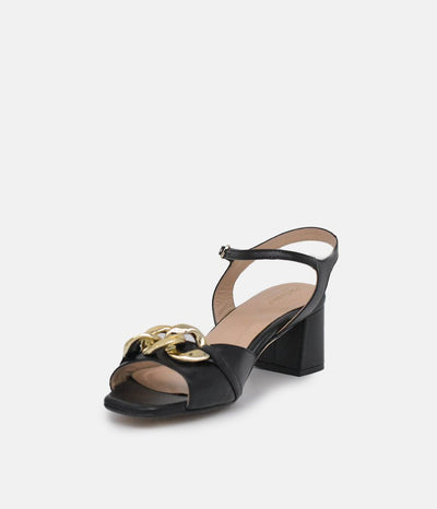 PieSanto Dressy Black Block Heel Sandals