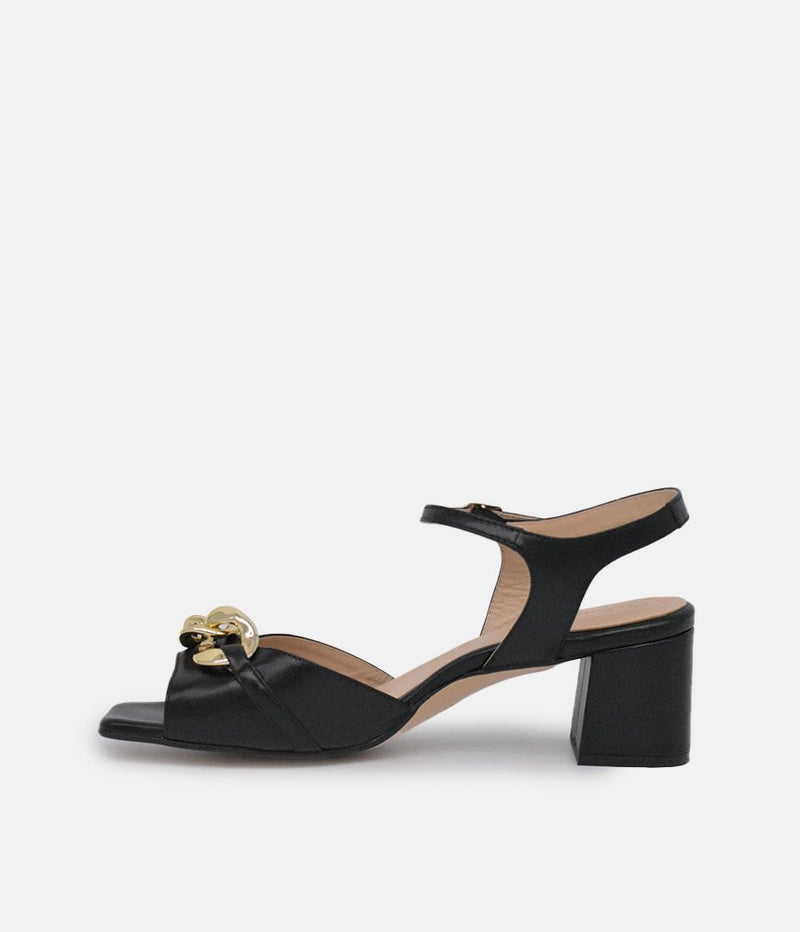 PieSanto Dressy Black Block Heel Sandals