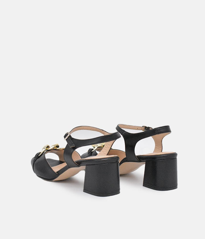 PieSanto Dressy Black Block Heel Sandals