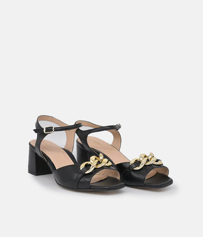 PieSanto Dressy Black Block Heel Sandals