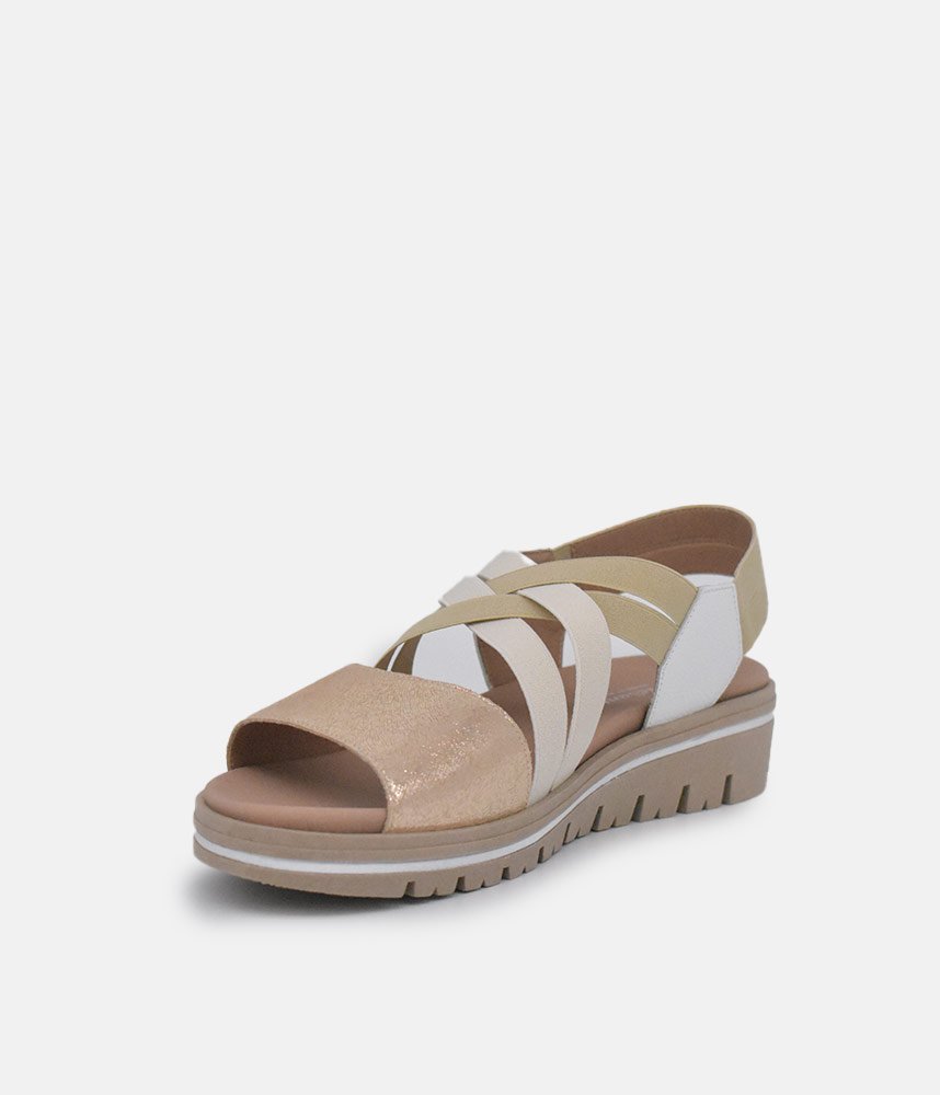 PieSanto Premium Beige Multi Wedge Sandals