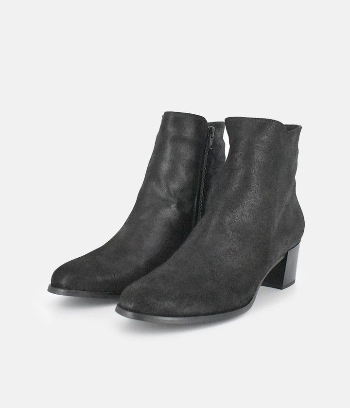 PieSanto Stylish Black Block Heel Ankle Boots