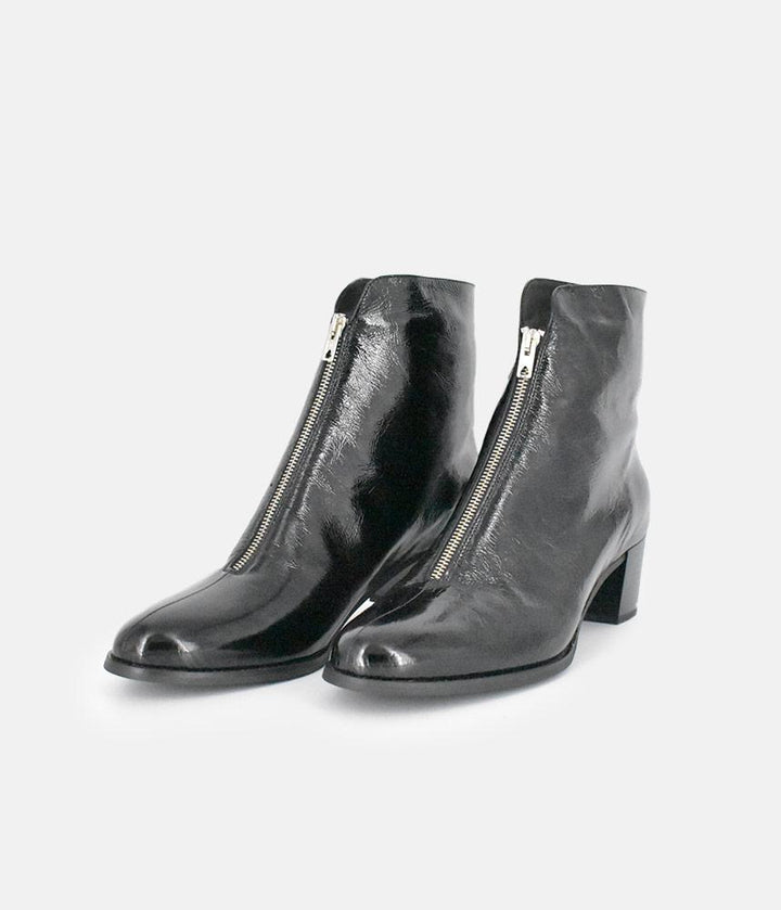 PieSanto Fabulous Front Zip Patent Ankle Boots