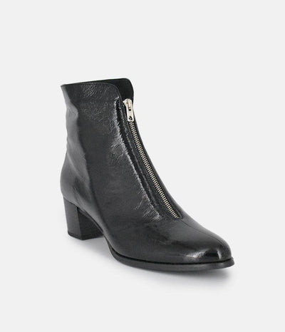 PieSanto Fabulous Front Zip Patent Ankle Boots