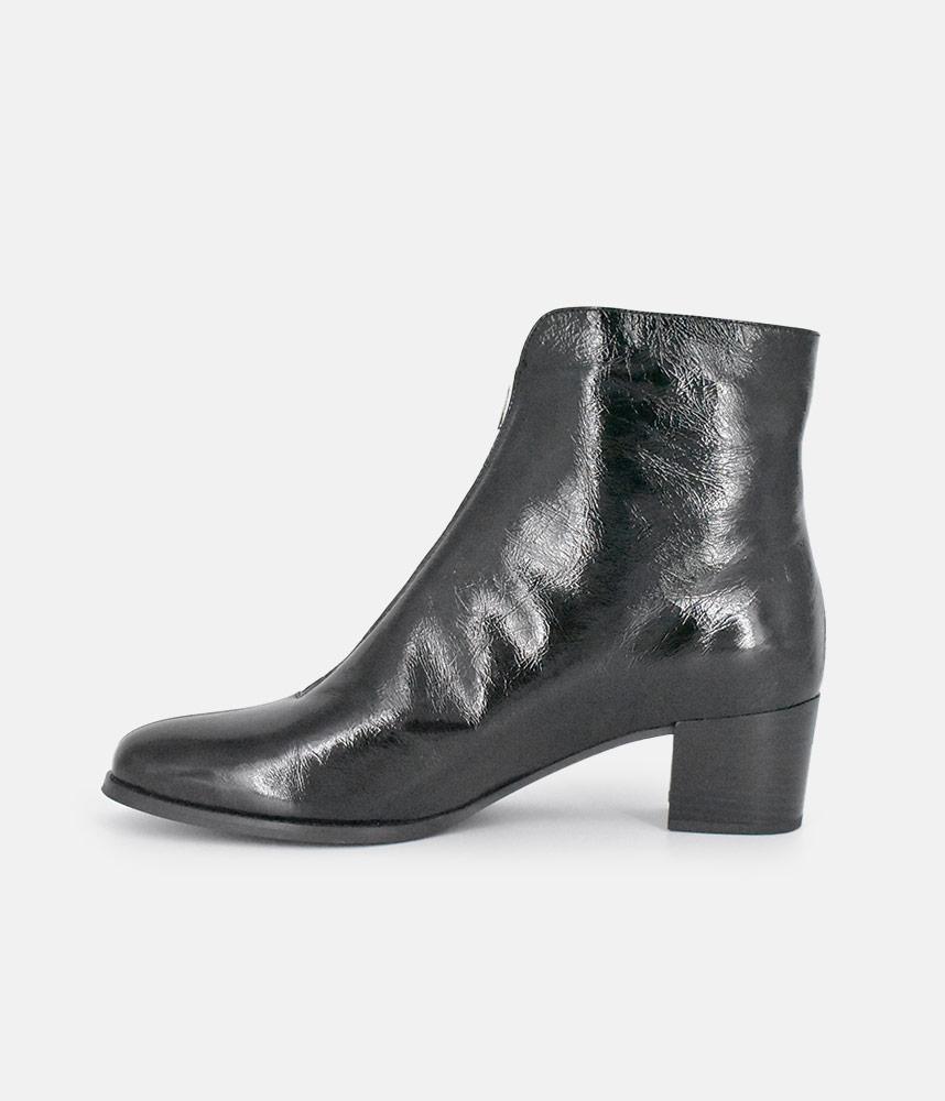 PieSanto Fabulous Front Zip Patent Ankle Boots