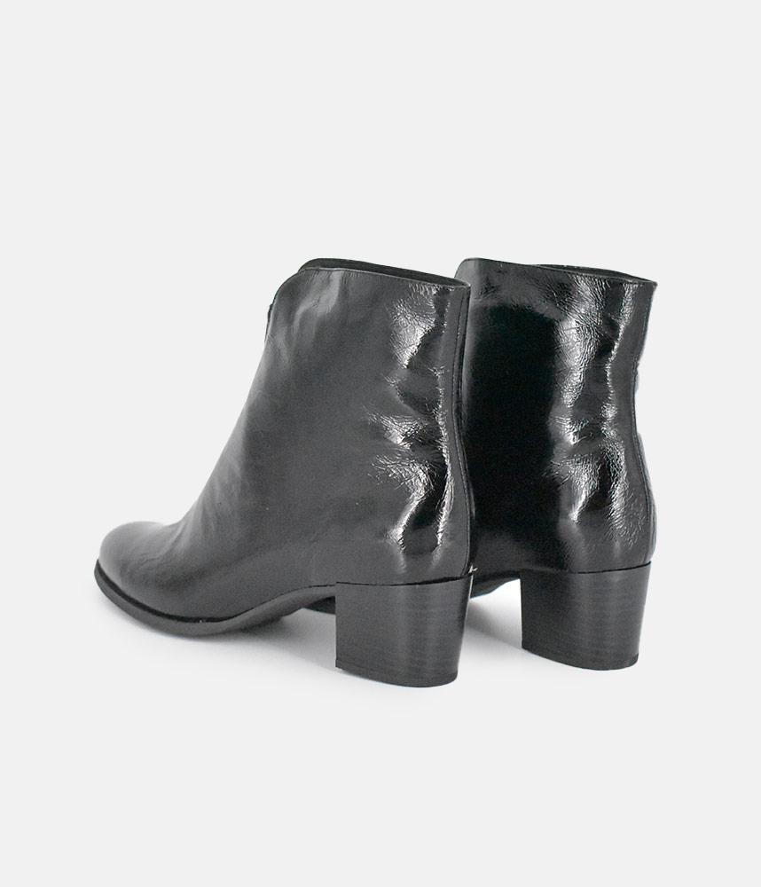 PieSanto Fabulous Front Zip Patent Ankle Boots