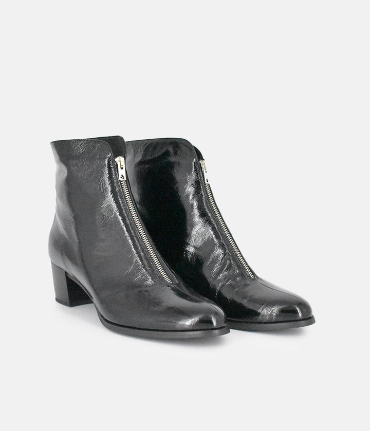 PieSanto Fabulous Front Zip Patent Ankle Boots