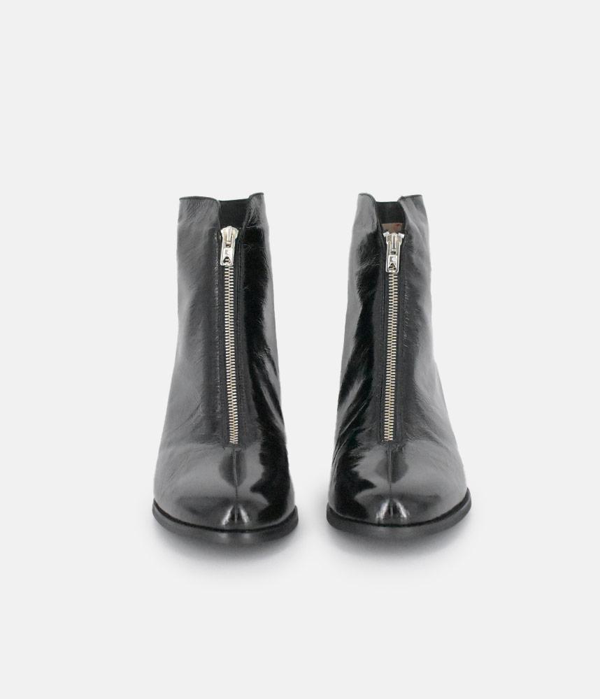 PieSanto Fabulous Front Zip Patent Ankle Boots