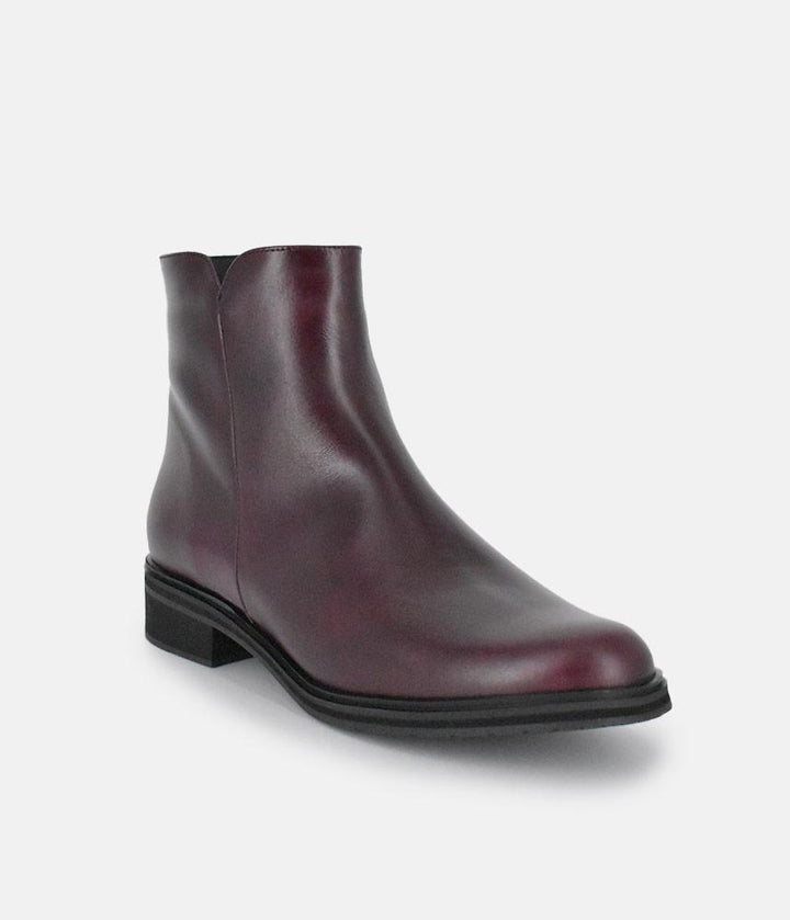 PieSanto Stylish Burgundy Leather Ankle Boots