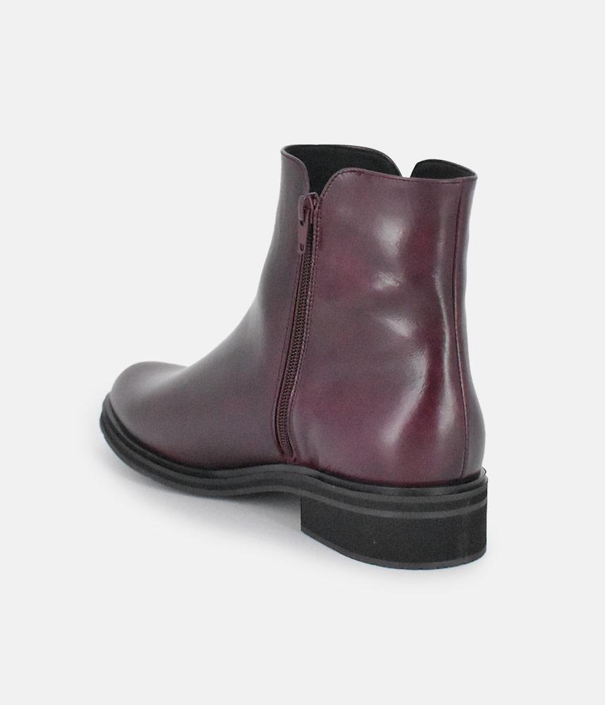 PieSanto Stylish Burgundy Leather Ankle Boots