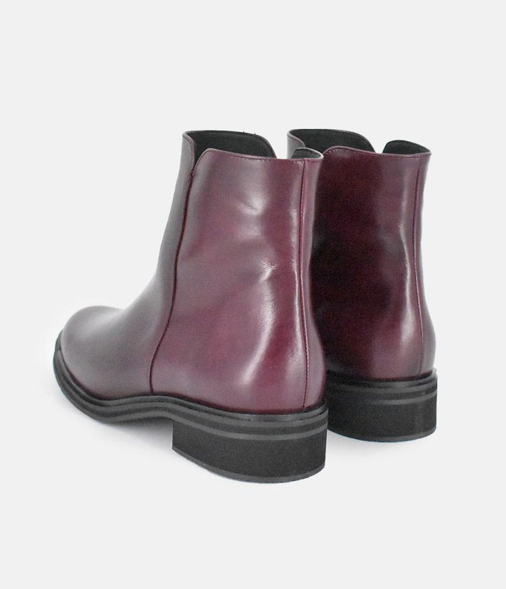 PieSanto Stylish Burgundy Leather Ankle Boots